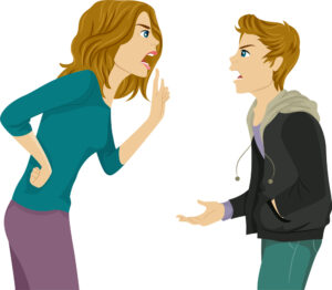 Illustration of a Mother and Son Arguing